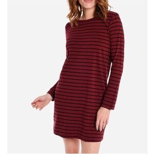 CURRENT/ELLIOTT THE LONG SLEEVE BEATNIK CABERNET STRIPED DRESS SIZE XS
